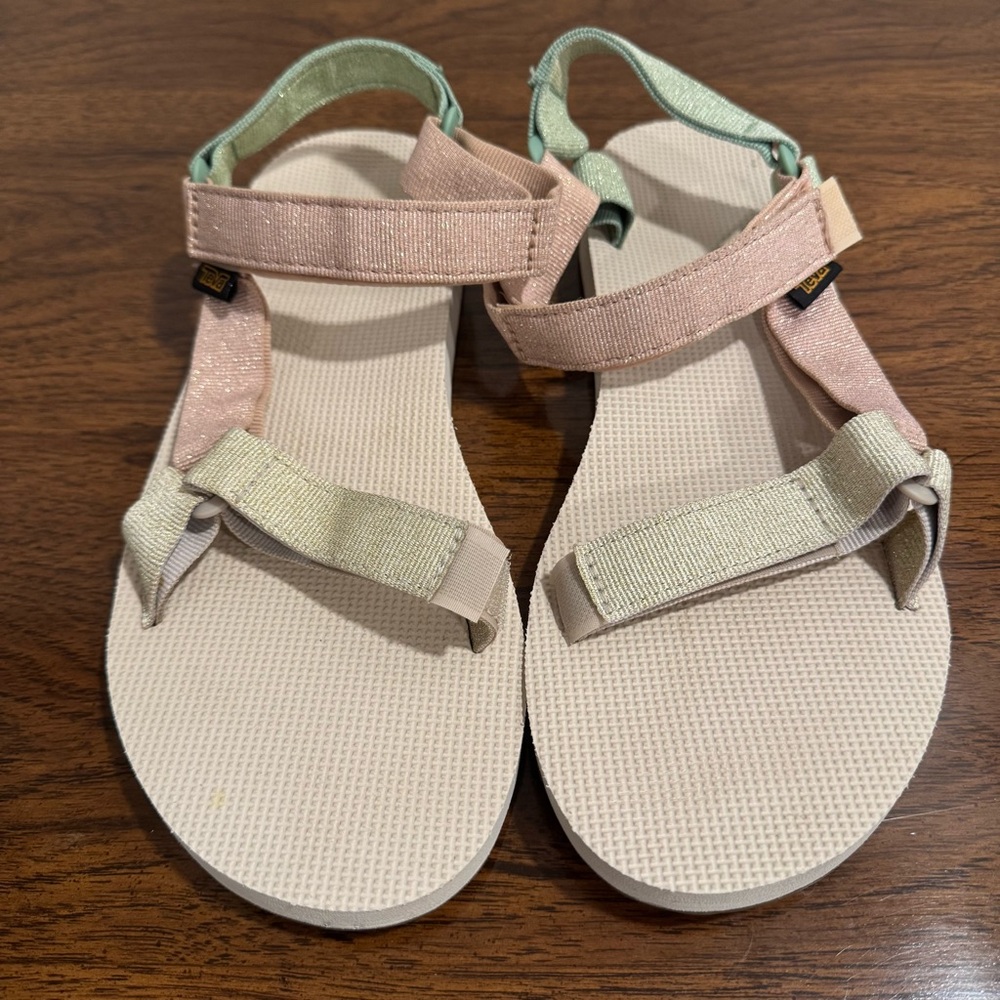 Sz 10 TEVA Original Universal Metallic Clay Multi Pastel Strappy Sparkle Glitter